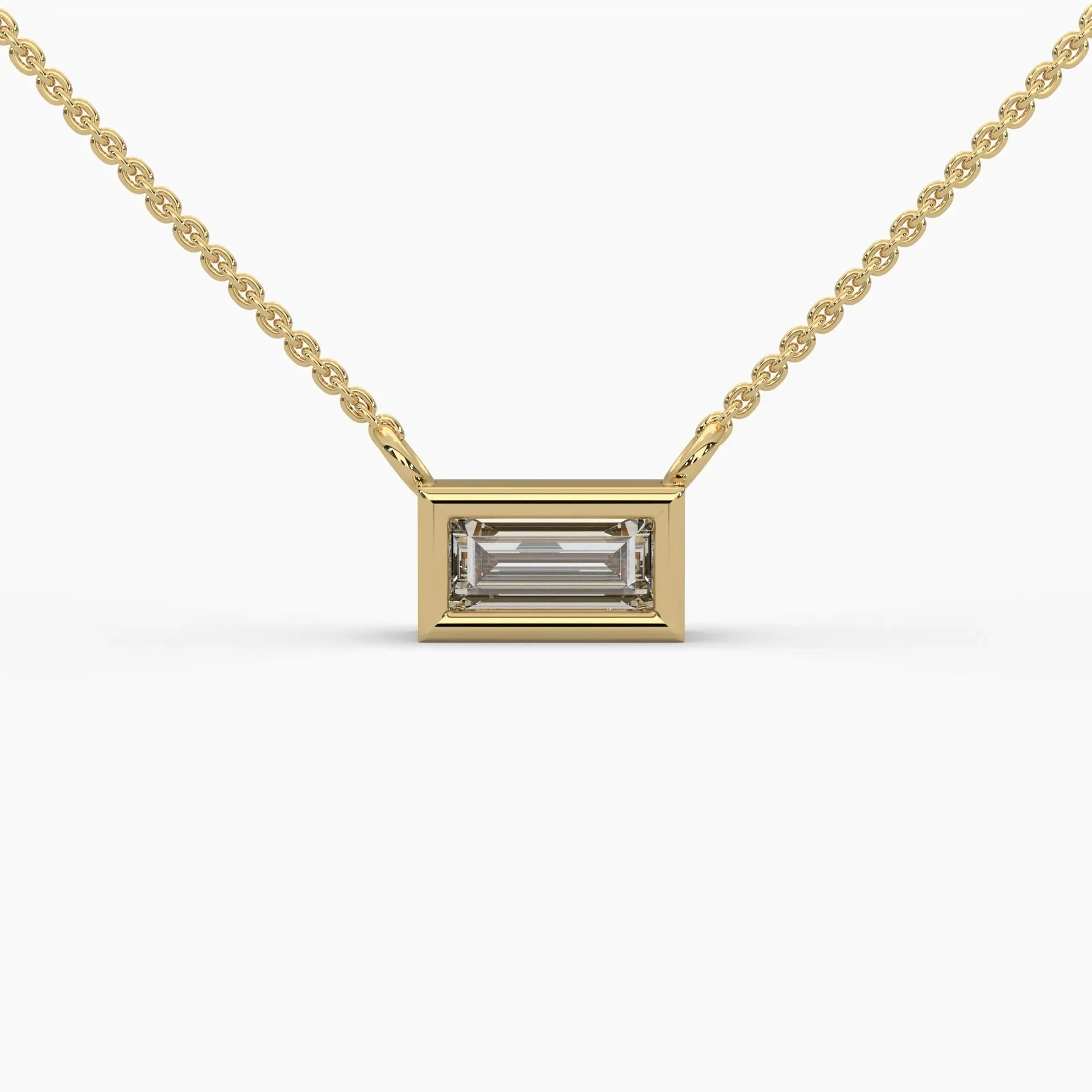 0.5ctw Baguette Lab Grown Diamond Bezel Pendant Necklace | 14k Gold