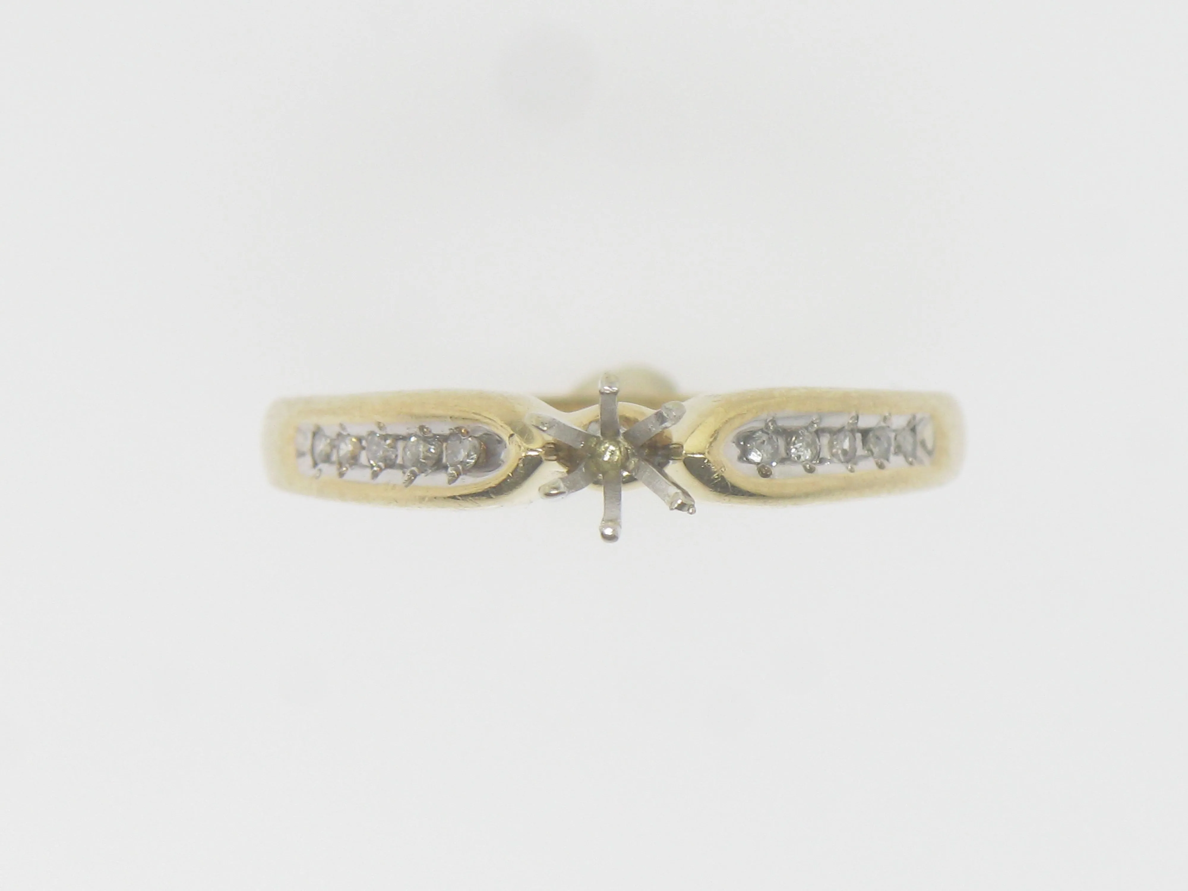 14K Yellow and White Gold Diamond Semi Mounting (Up to 1/4 CT) (Estate Jewelry)