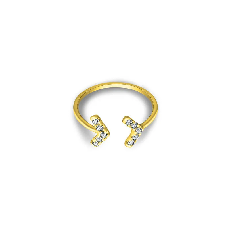 18k Gold Double Arrow Diamond Midi / Pinky Ring