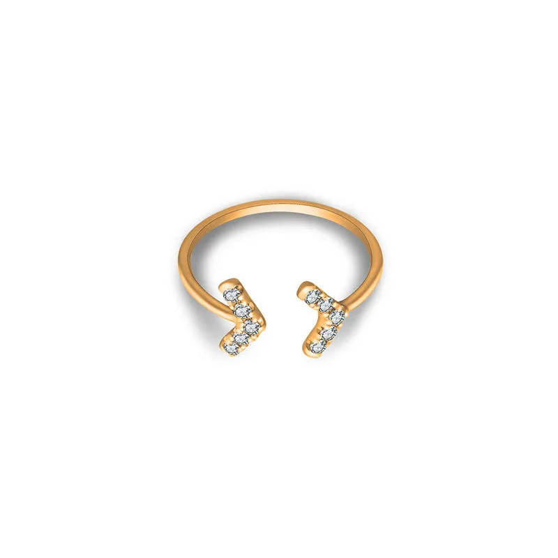 18k Gold Double Arrow Diamond Midi / Pinky Ring