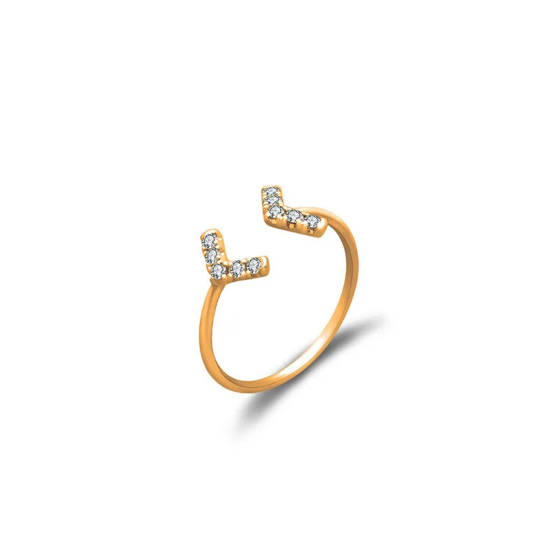 18k Gold Double Arrow Diamond Midi / Pinky Ring