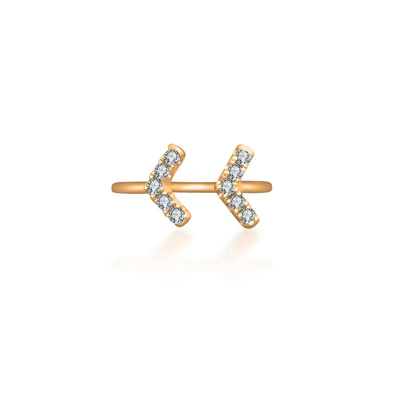 18k Gold Double Arrow Diamond Midi / Pinky Ring