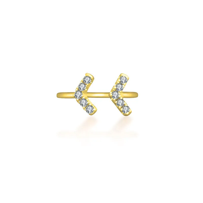 18k Gold Double Arrow Diamond Midi / Pinky Ring