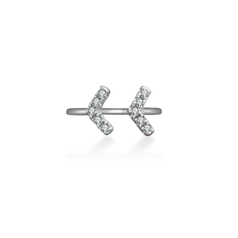 18k Gold Double Arrow Diamond Midi / Pinky Ring