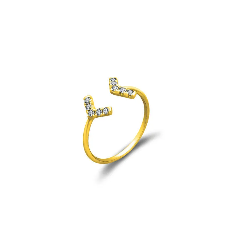 18k Gold Double Arrow Diamond Midi / Pinky Ring