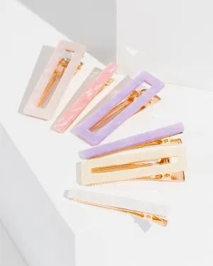 6 Pack Open Rectangle Hair Slides