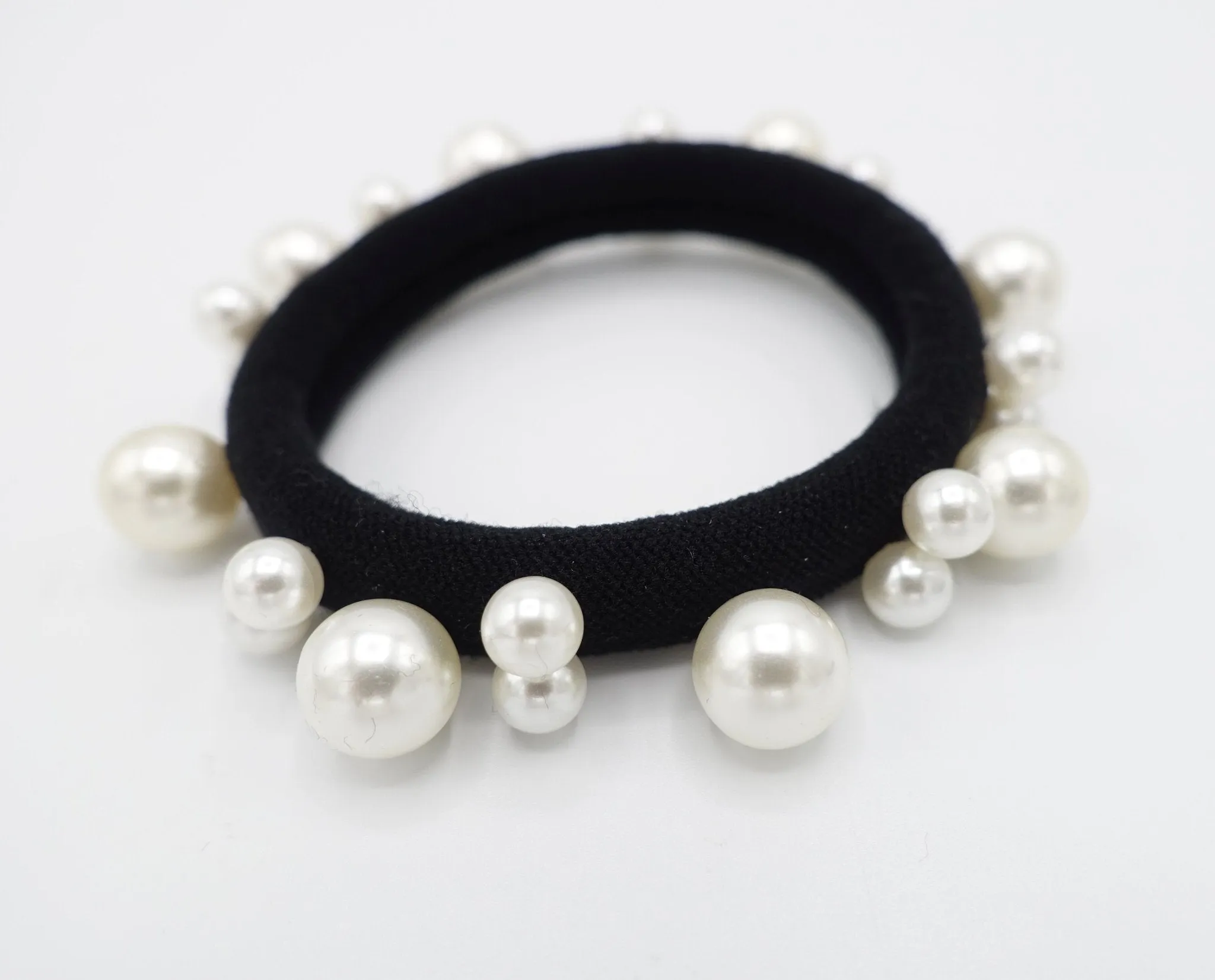 a pack of 2 ponytail holders pearl ball embellished hair elastic woman hair accessories