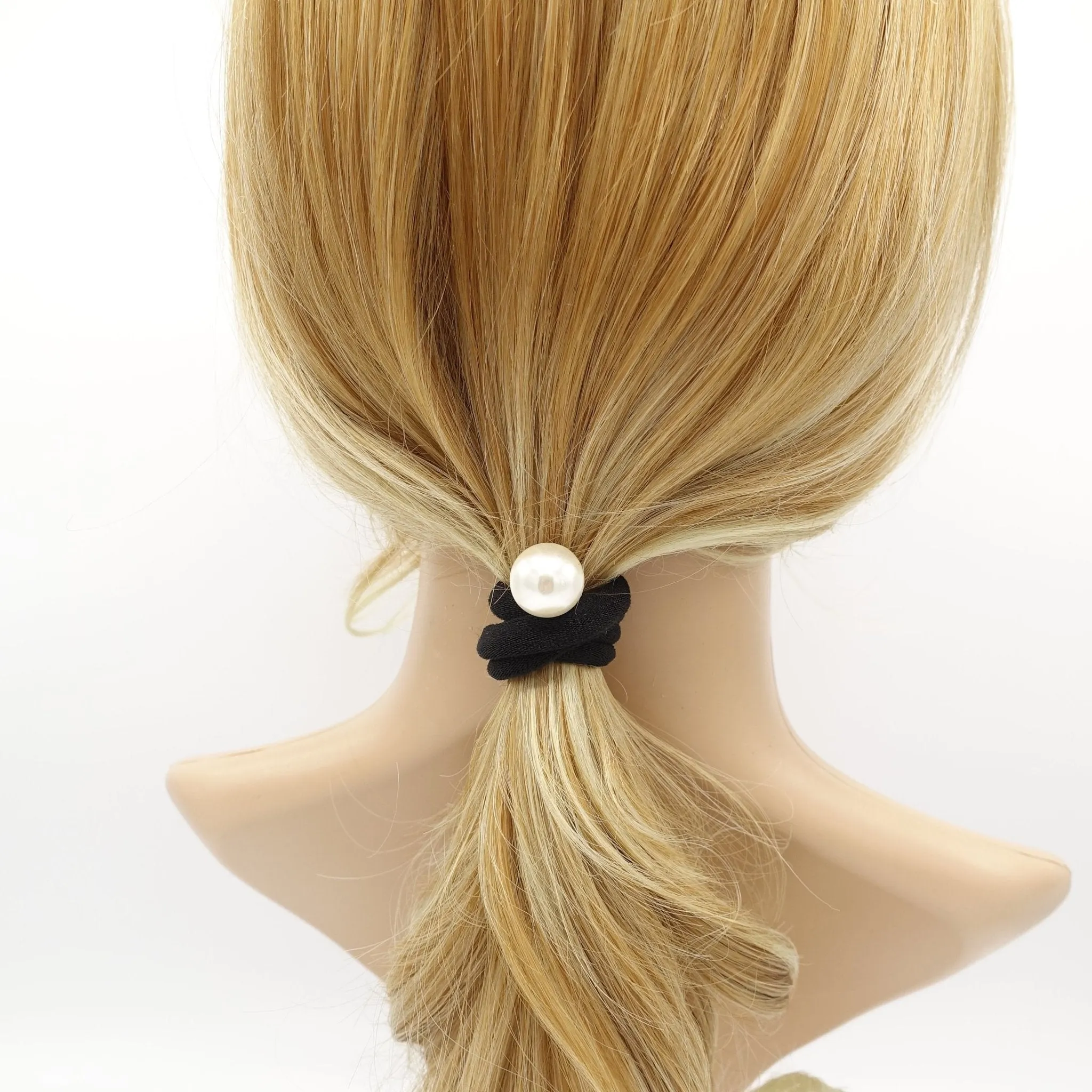 a pack of 2 ponytail holders pearl ball embellished hair elastic woman hair accessories