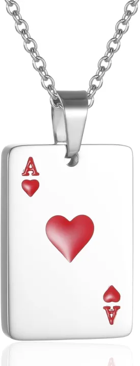 Ace of Spades Urn Necklace For Ashes For Men Women Good Luck Poker Card Cremation Jewelry Stainless Steel Keepsake Memorial Pendant