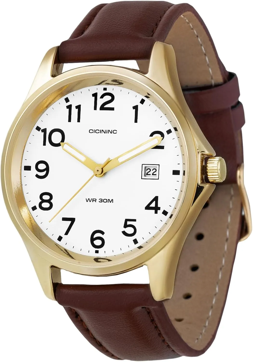 Analog Wrist Watch for Men Women-38mm Rugged Slim Wind Up Watches, Men's Everyday Leather Band Classic Wristwatch