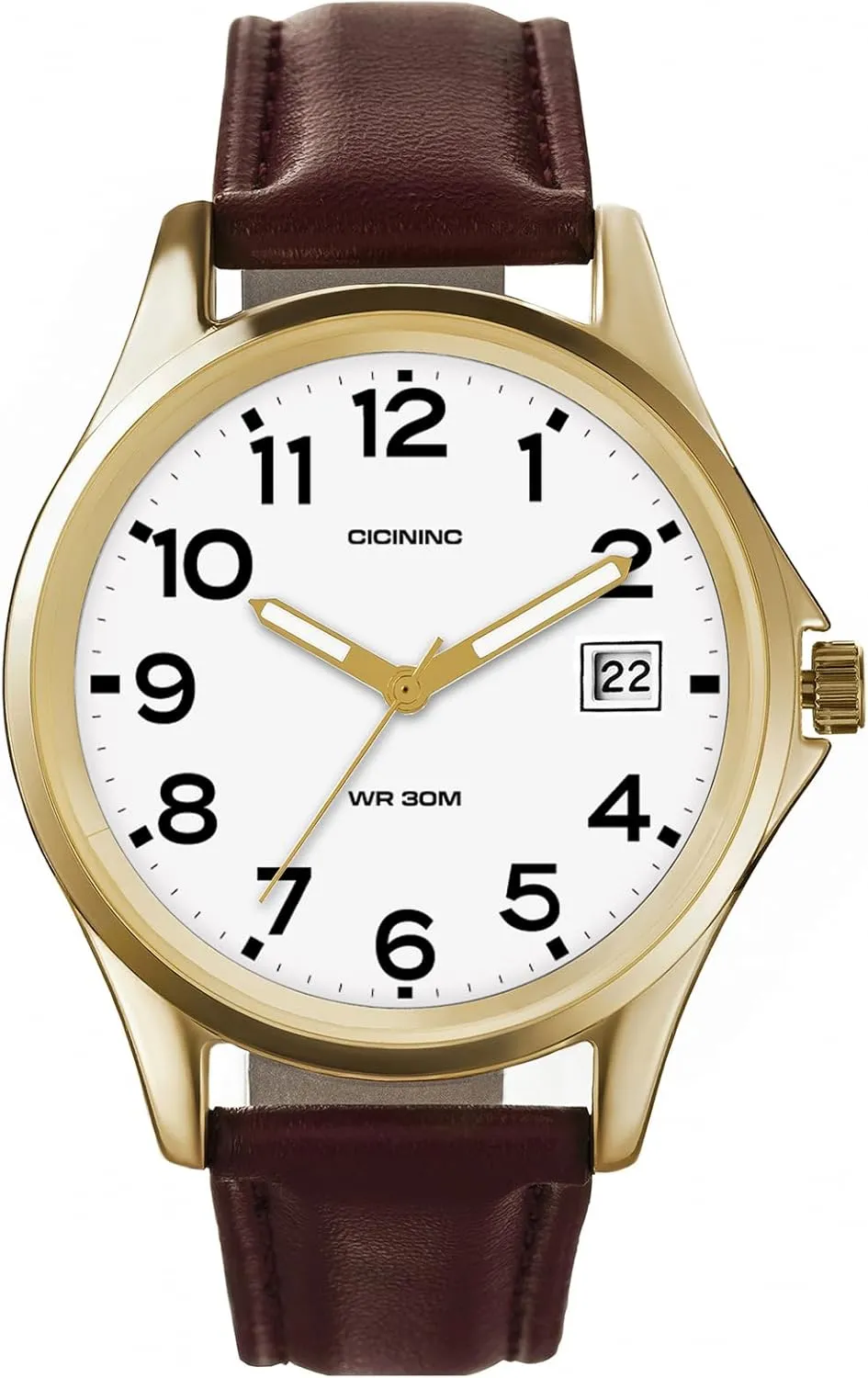 Analog Wrist Watch for Men Women-38mm Rugged Slim Wind Up Watches, Men's Everyday Leather Band Classic Wristwatch