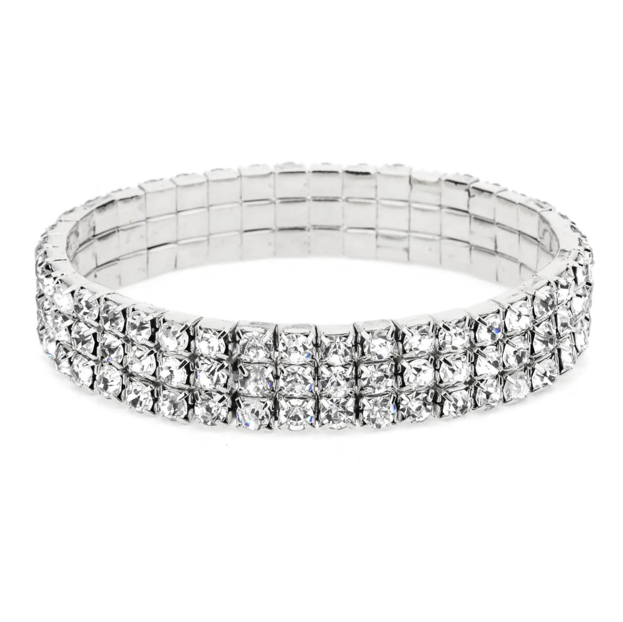 Aurora Rhinestone Anklet (3 Rows / Silver)