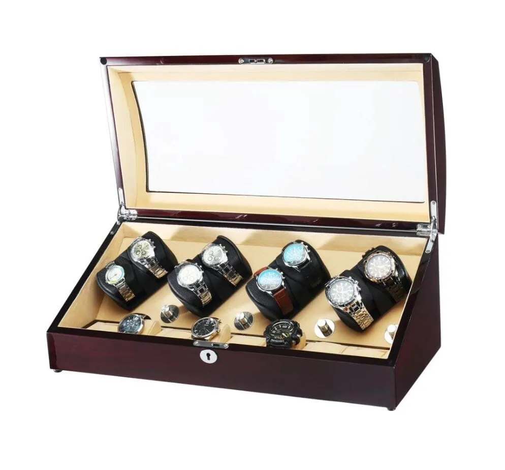 Avoca Watch Winder Box for 8   8 Watches in Mahogany