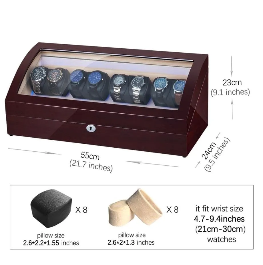Avoca Watch Winder Box for 8   8 Watches in Mahogany