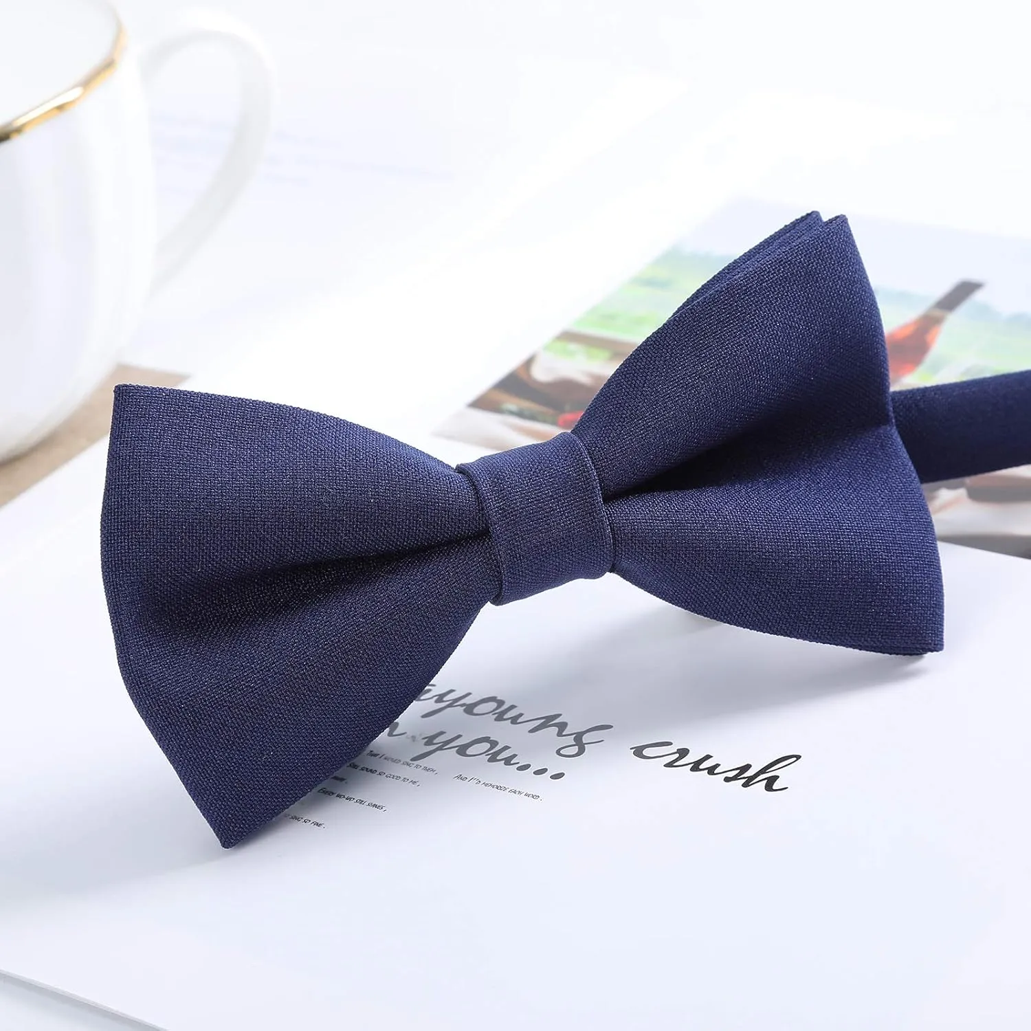 AWAYTR Boys Child Kids Bow ties - Adjustable Pre Tied Solid Color Wedding Party Bowties (Black)