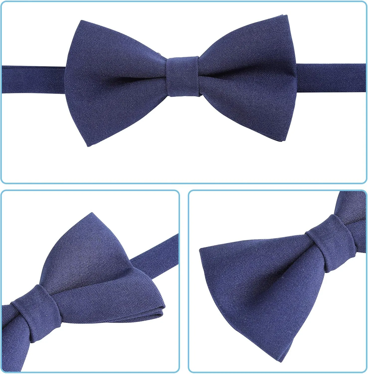 AWAYTR Boys Child Kids Bow ties - Adjustable Pre Tied Solid Color Wedding Party Bowties (Black)