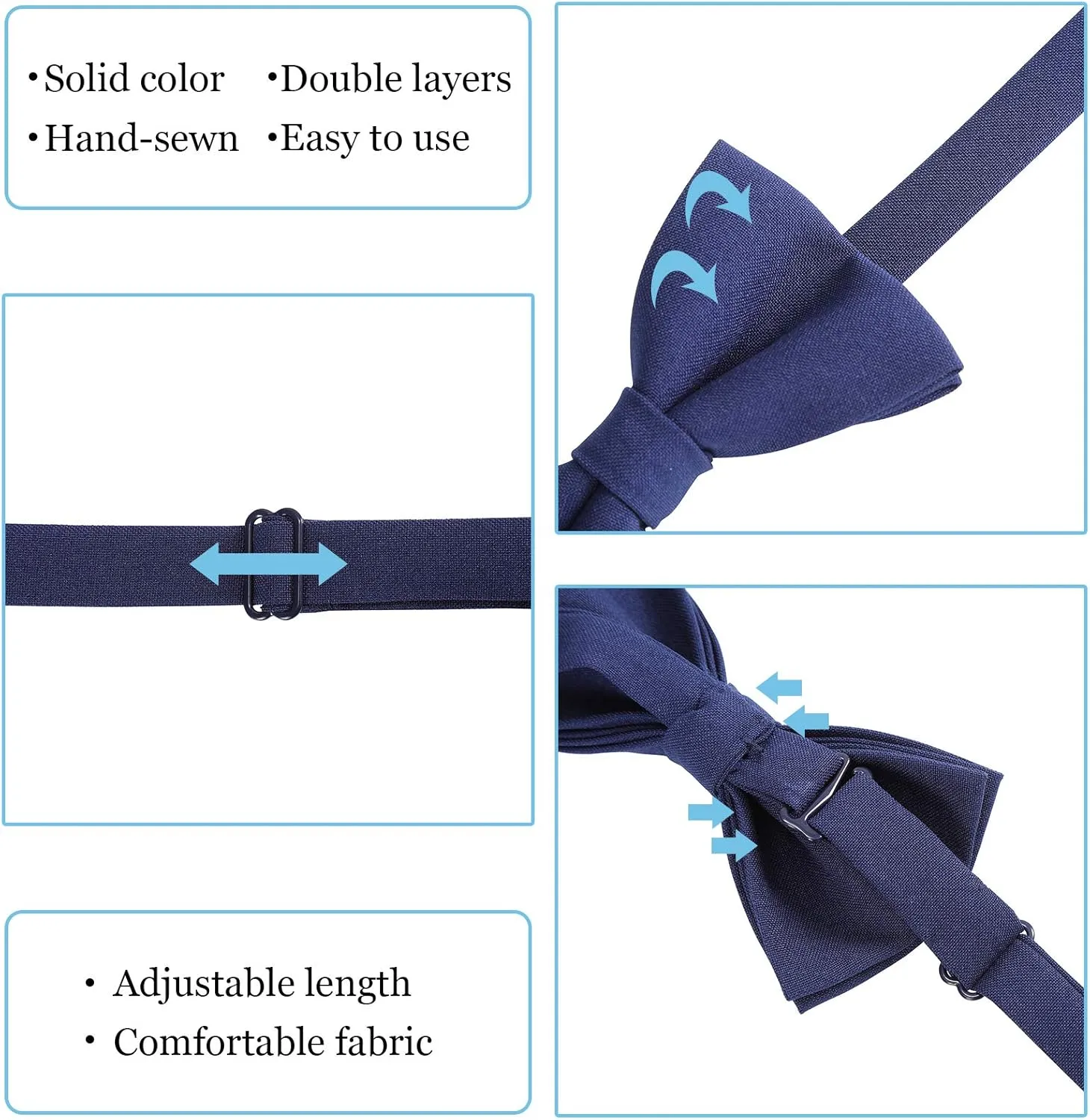 AWAYTR Boys Child Kids Bow ties - Adjustable Pre Tied Solid Color Wedding Party Bowties (Black)