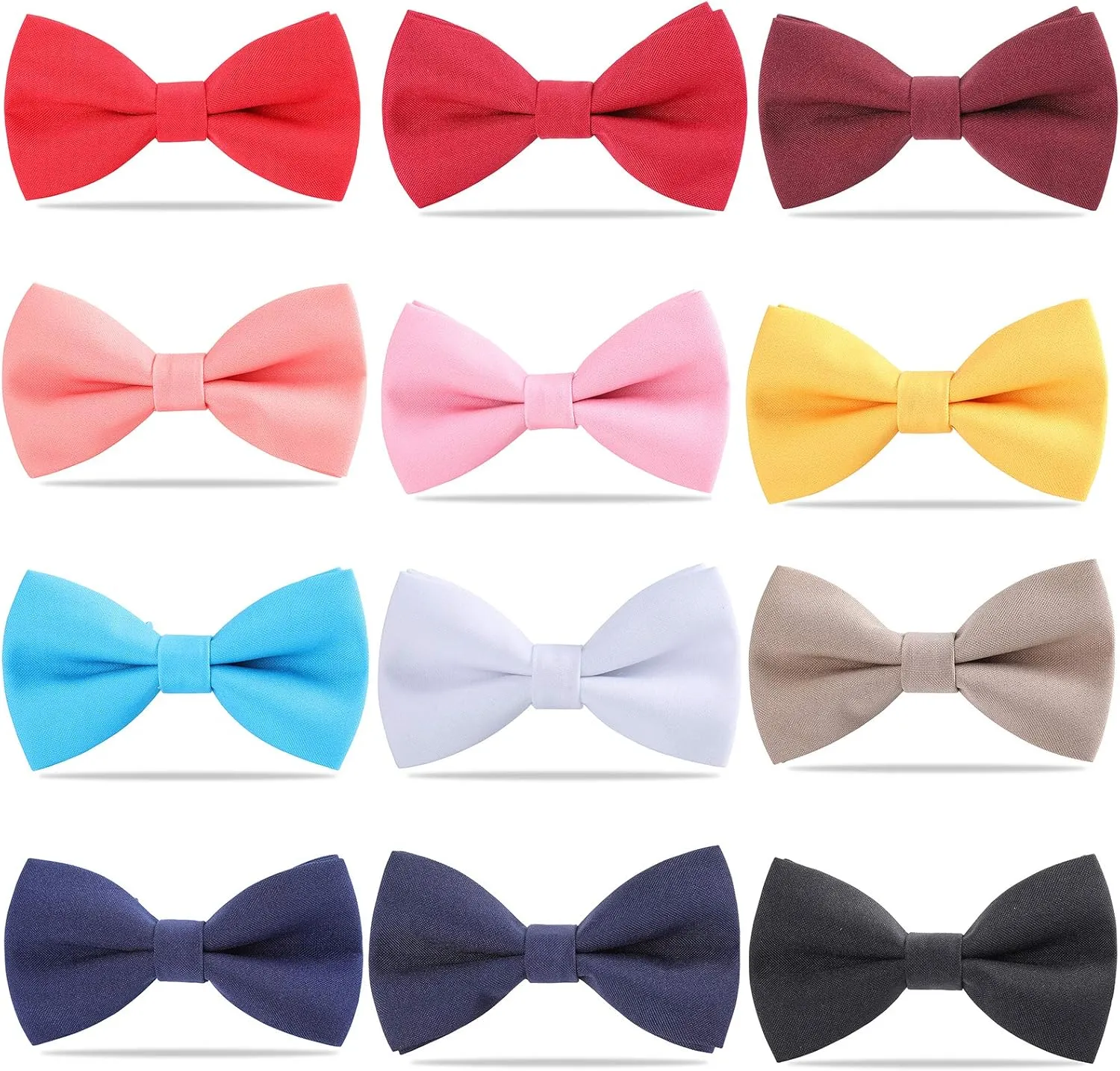 AWAYTR Boys Child Kids Bow ties - Adjustable Pre Tied Solid Color Wedding Party Bowties (Black)