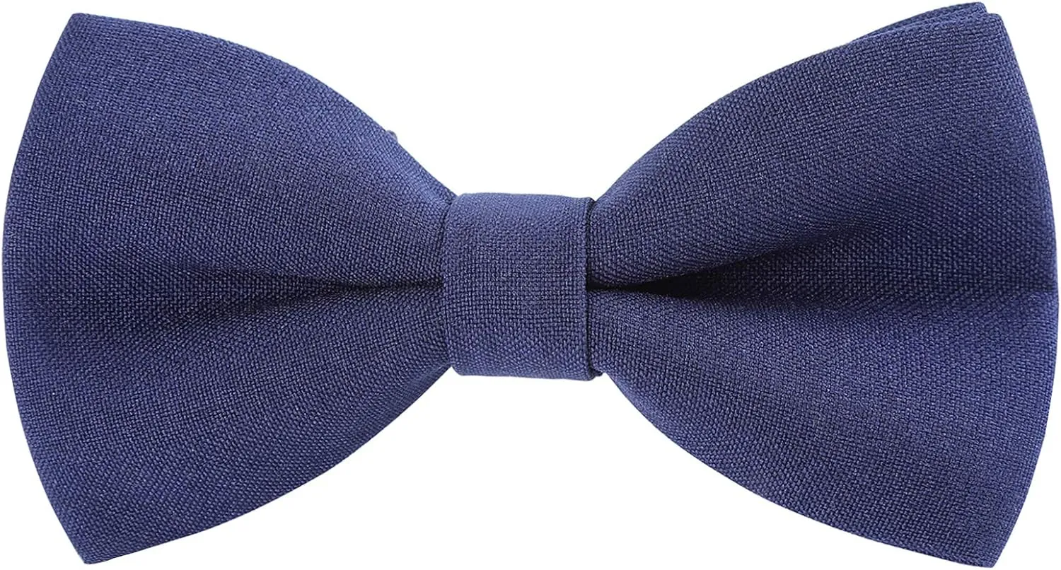 AWAYTR Boys Child Kids Bow ties - Adjustable Pre Tied Solid Color Wedding Party Bowties (Black)