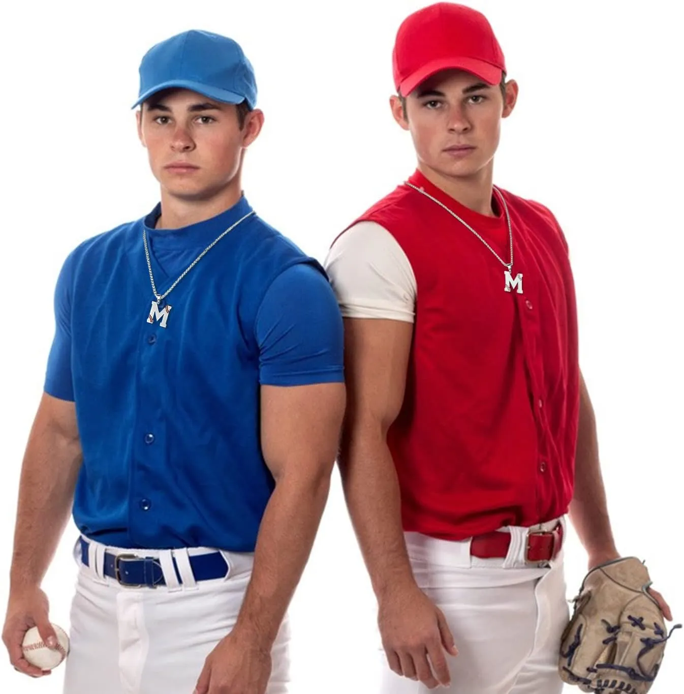 Baseball Initial Necklace for Boys Men A-Z Letter Necklaces Chain Stainless Steel Pendant with Accessories Sport Charm Baseball Gifts for Team Player Athlete Lover Fans??