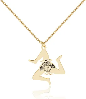 CENWA Sicily Trinacria Symbol Pendant Necklace Italy Sicily Three Legged Emblem Charm Necklace