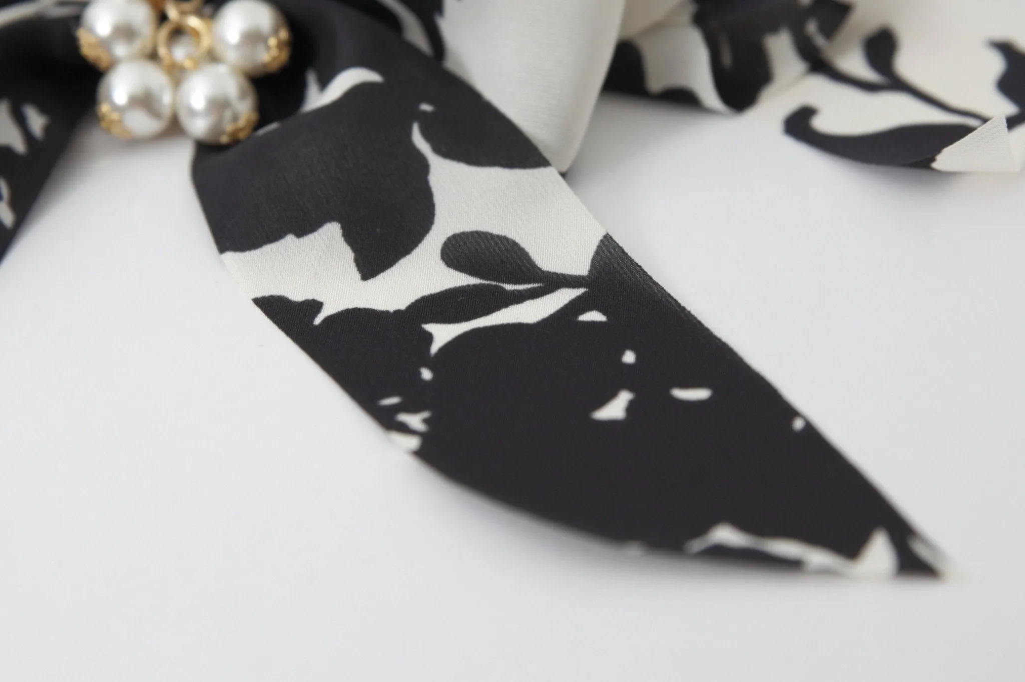 Chiffon Multi Wing Bow Pearl Ornamented Elastic Ponytail Holder Hair Elastics Women Hair Accessories