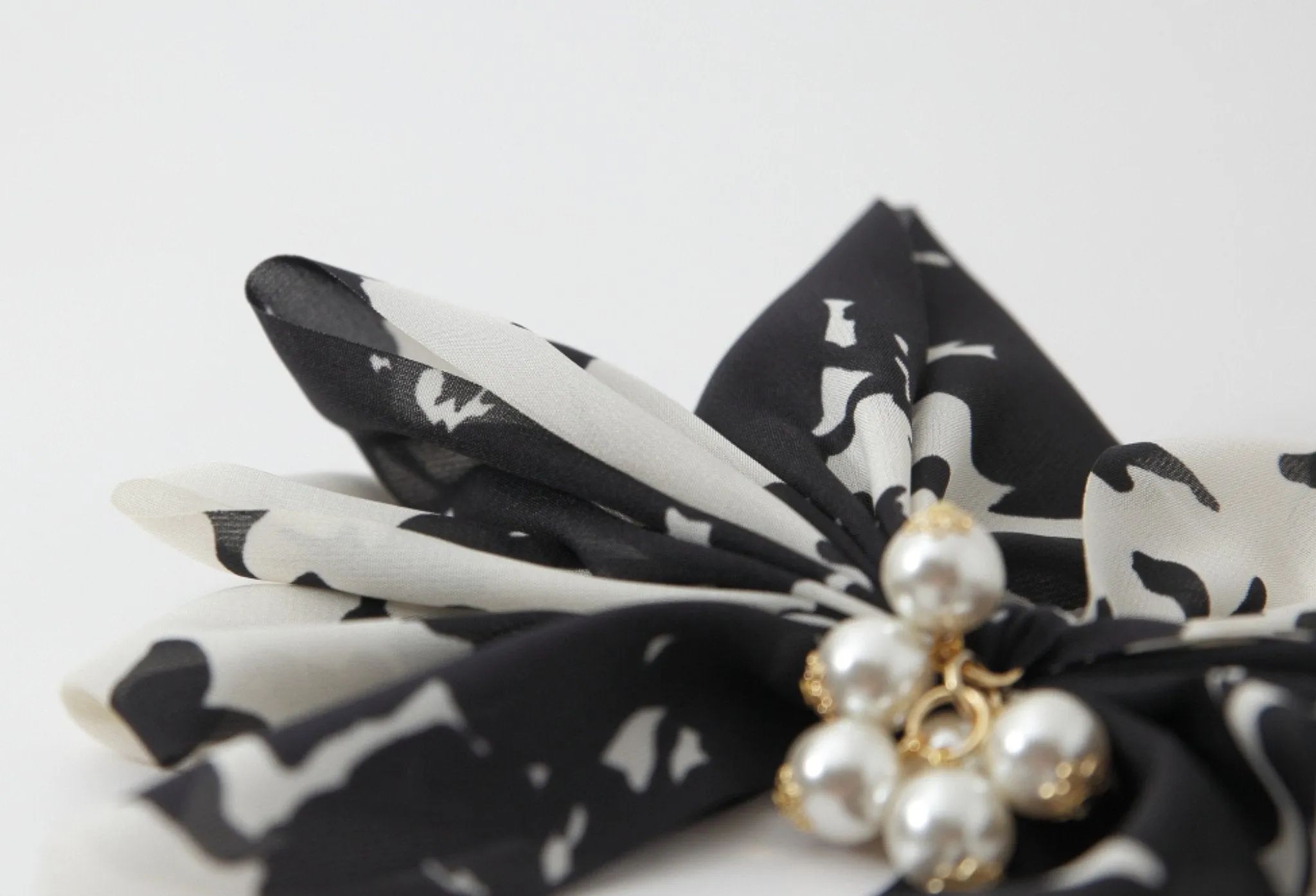 Chiffon Multi Wing Bow Pearl Ornamented Elastic Ponytail Holder Hair Elastics Women Hair Accessories