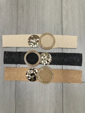 Circle Raffia Stretch Belt