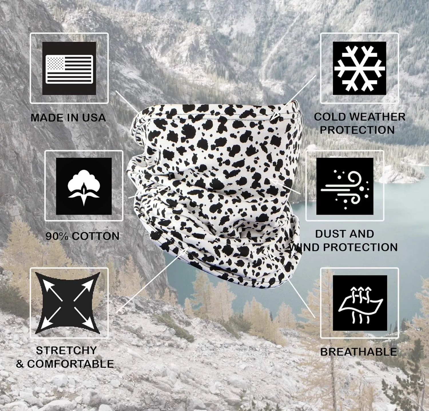 Cotton Face Mask Bandana Tube Scarf Made in America Neck Gaiter