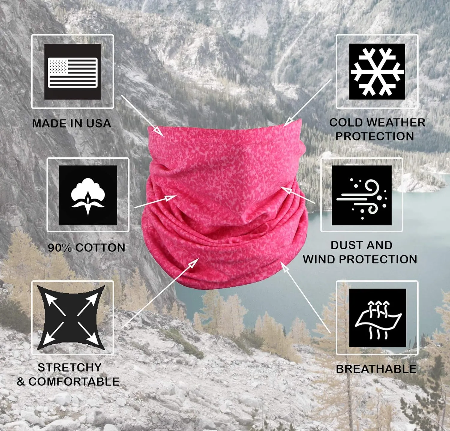 Cotton Face Mask Bandana Tube Scarf Made in America Neck Gaiter