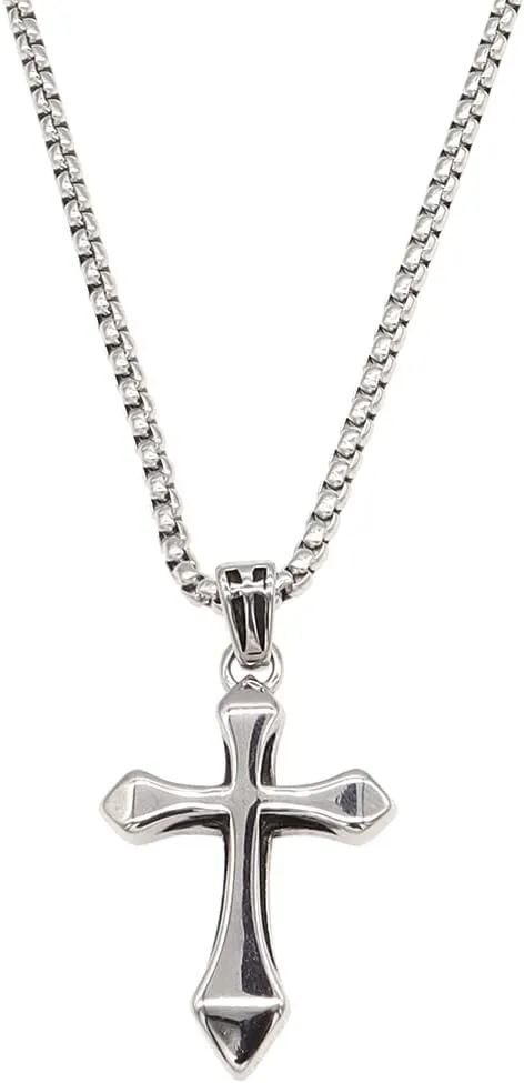 Cross Pendant Necklace for Women Girls - Gothic Catholic Christian Costume Cross Jewelry - Delicate Dainty Cubic Zirconia Rhinestone Stainless Steel Hypoallergenic Chain Christmas Gift