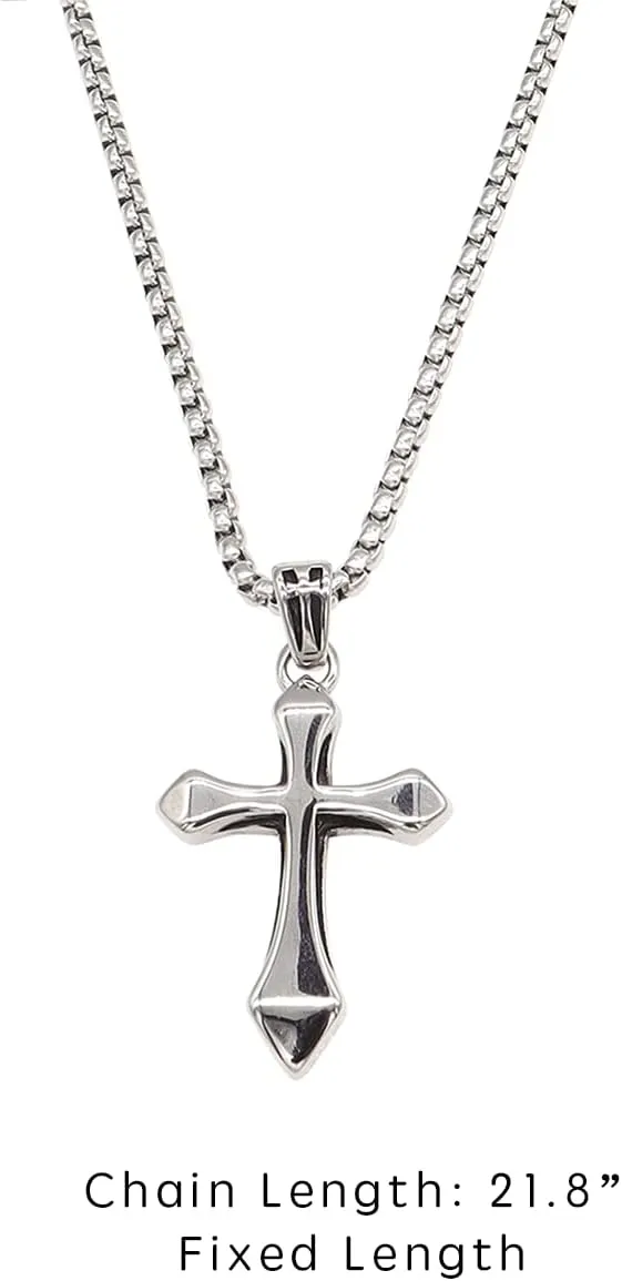 Cross Pendant Necklace for Women Girls - Gothic Catholic Christian Costume Cross Jewelry - Delicate Dainty Cubic Zirconia Rhinestone Stainless Steel Hypoallergenic Chain Christmas Gift
