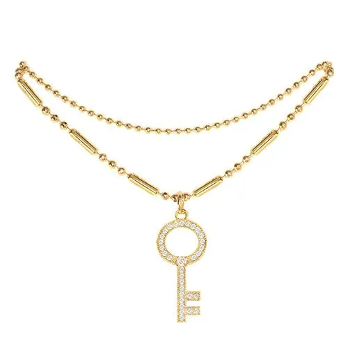 Cubic Zirconia Key Pendant Anklet