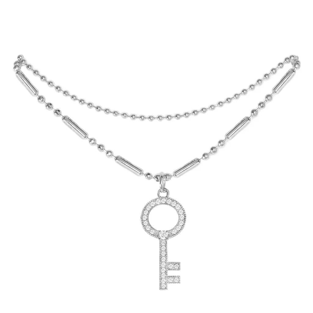 Cubic Zirconia Key Pendant Anklet