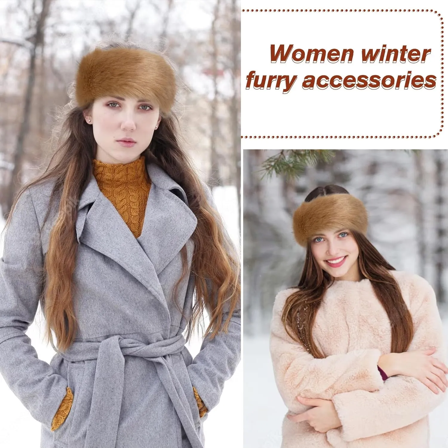 Dikoaina Womens Faux Fur Headband Winter Earwarmer Earmuff Ski