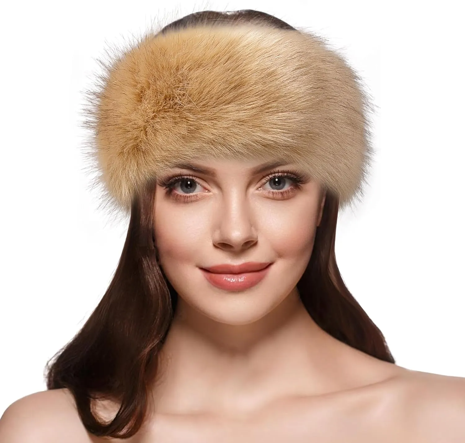 Dikoaina Womens Faux Fur Headband Winter Earwarmer Earmuff Ski