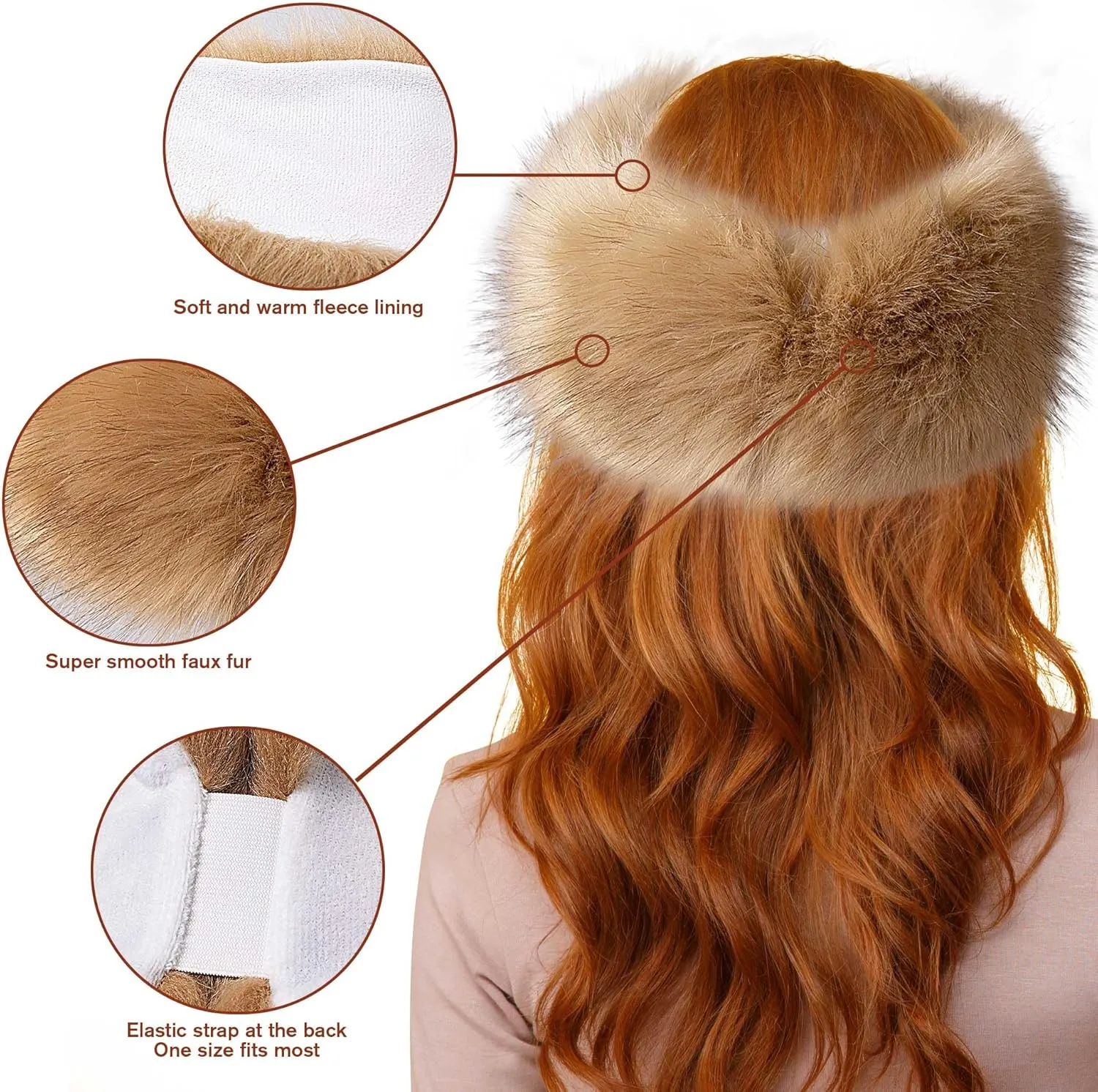 Dikoaina Womens Faux Fur Headband Winter Earwarmer Earmuff Ski