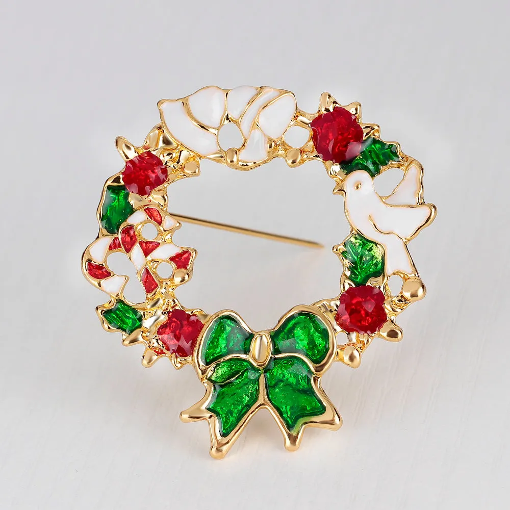 Full Rhinestone Christmas Brooches