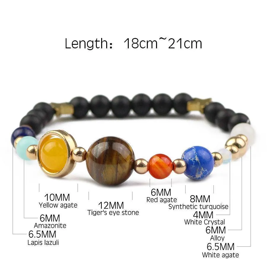 Galaxy Bracelet Gemstone Tiger Eye Crystal Lapis Lazuli Bracelet