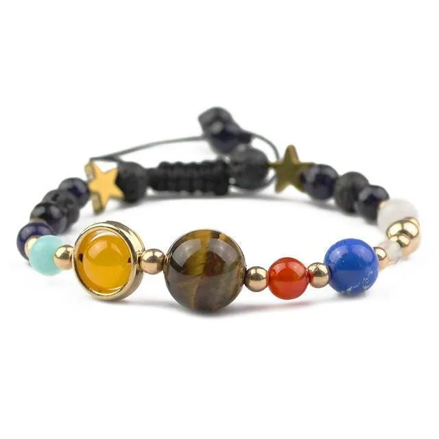 Galaxy Bracelet Gemstone Tiger Eye Crystal Lapis Lazuli Bracelet