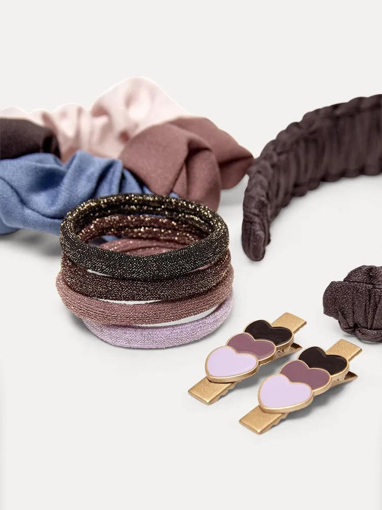 Girl's 12 Piece Hair Decoration with Headband - Purple