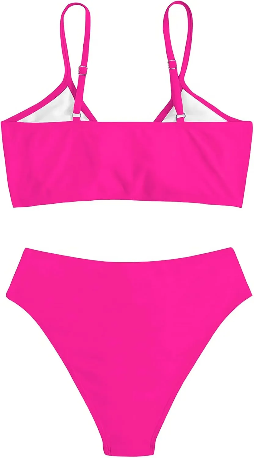 Girl's 2 Piece Swimsuits Disty Floral Ring Linked Bathing Suit Cute Bikini Sets