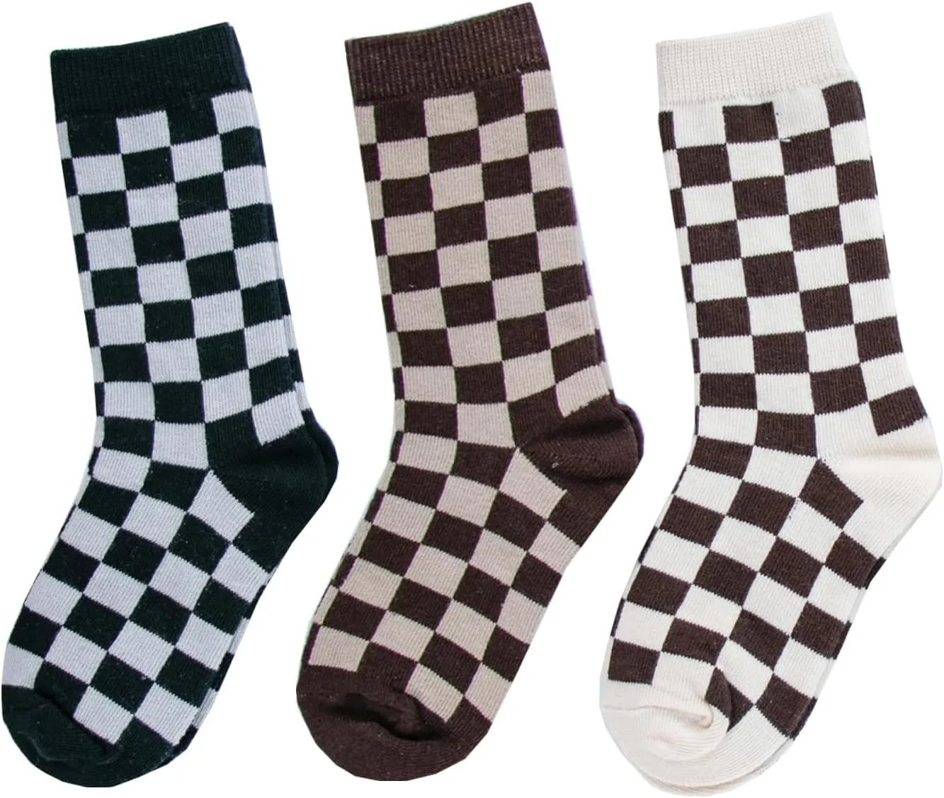 Girls Checkered Crew Socks Cotton Cute Novelty Anklet Socks for Kids Toddler Boys Unisex