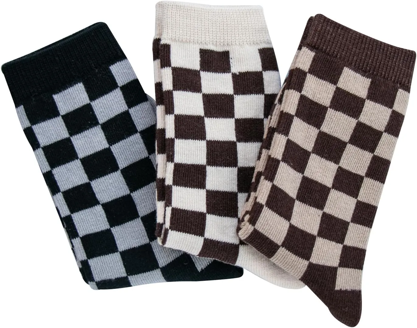 Girls Checkered Crew Socks Cotton Cute Novelty Anklet Socks for Kids Toddler Boys Unisex