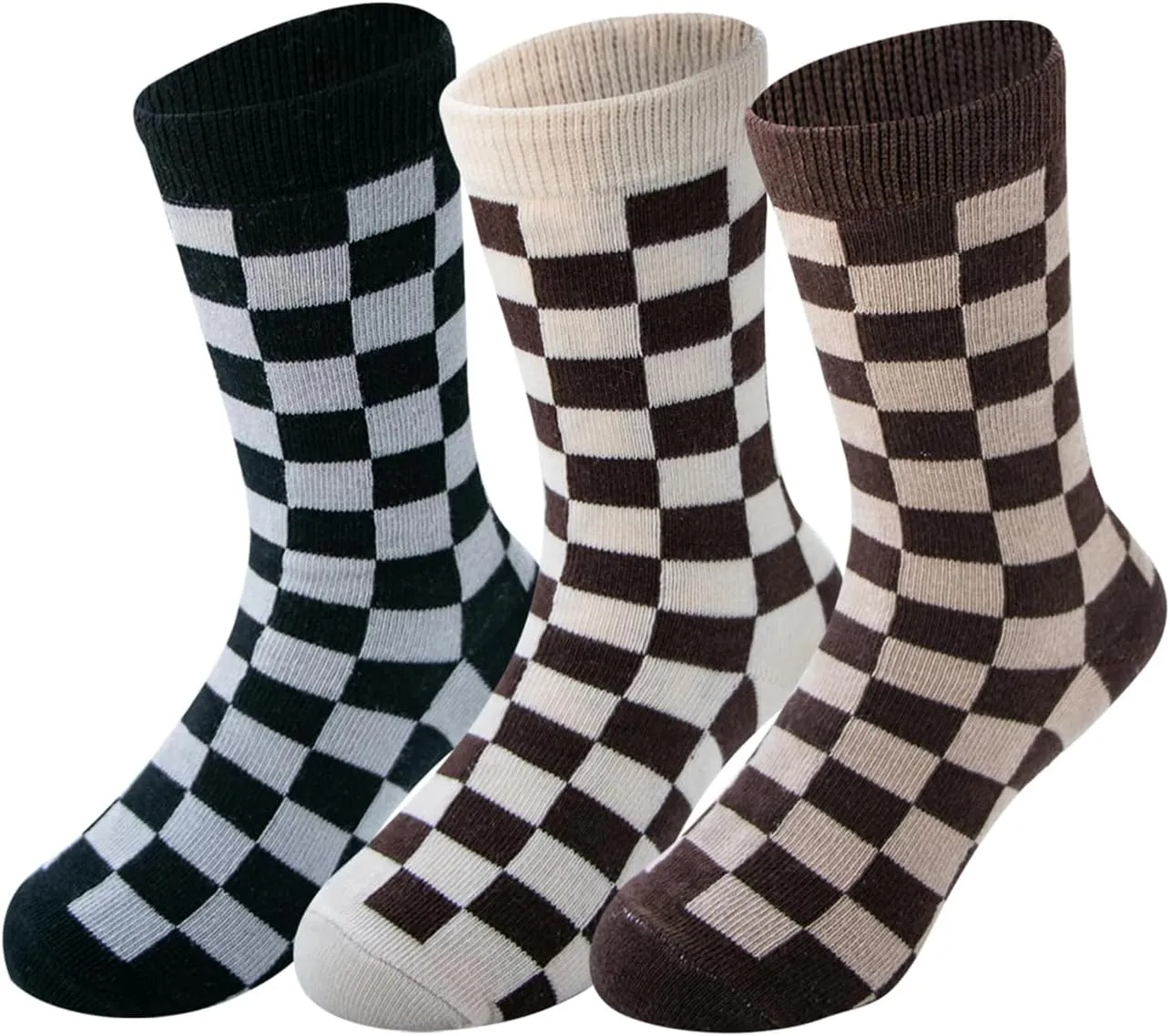 Girls Checkered Crew Socks Cotton Cute Novelty Anklet Socks for Kids Toddler Boys Unisex