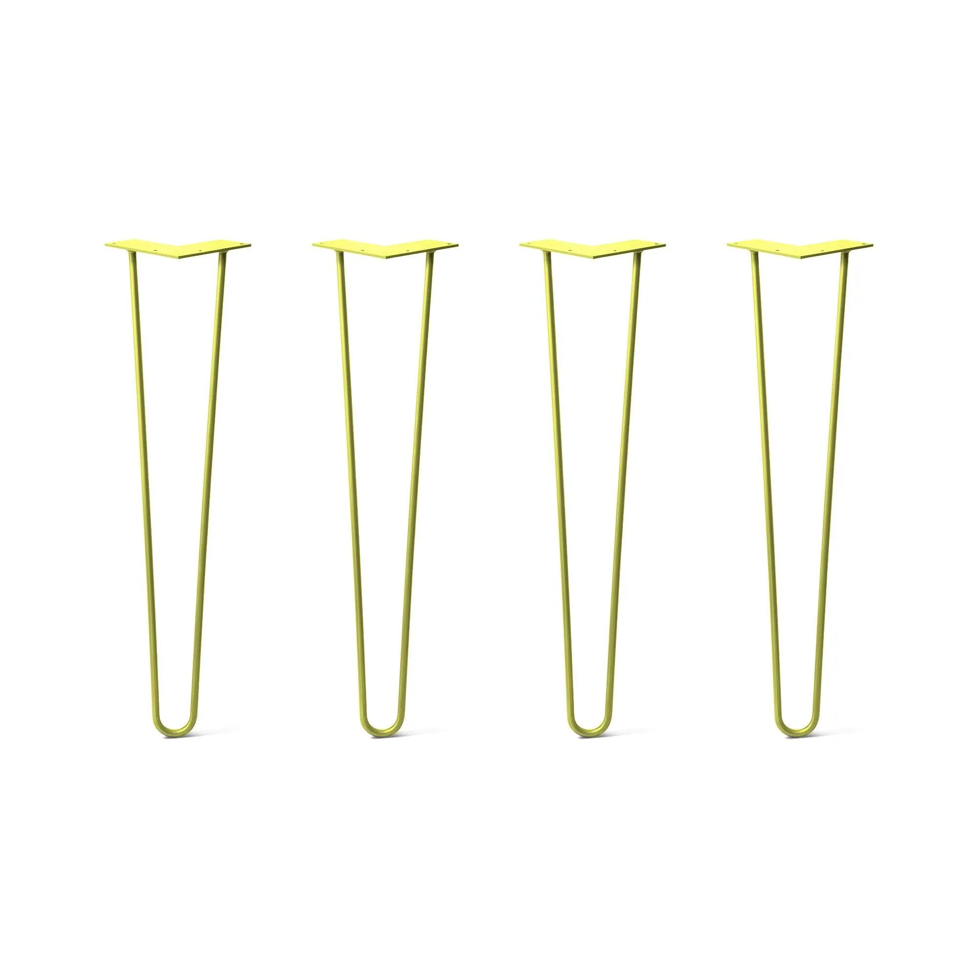 Hairpin Legs Set of 4, 2-Rod Design - Yellow Powder Coated Finish