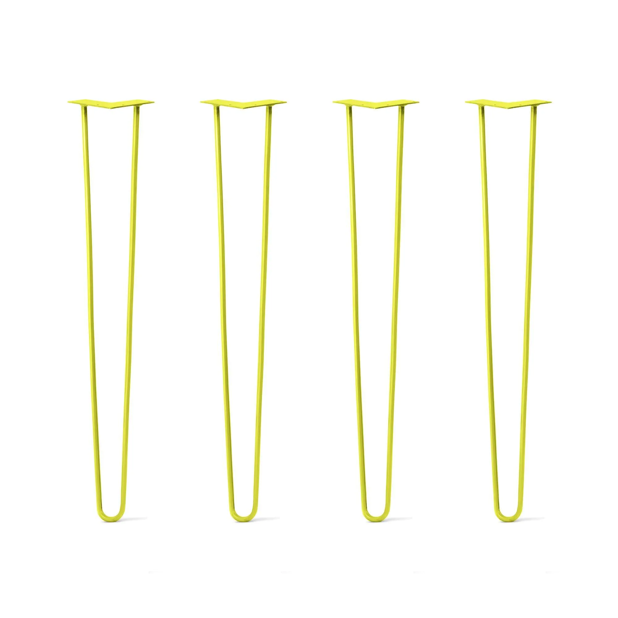 Hairpin Legs Set of 4, 2-Rod Design - Yellow Powder Coated Finish