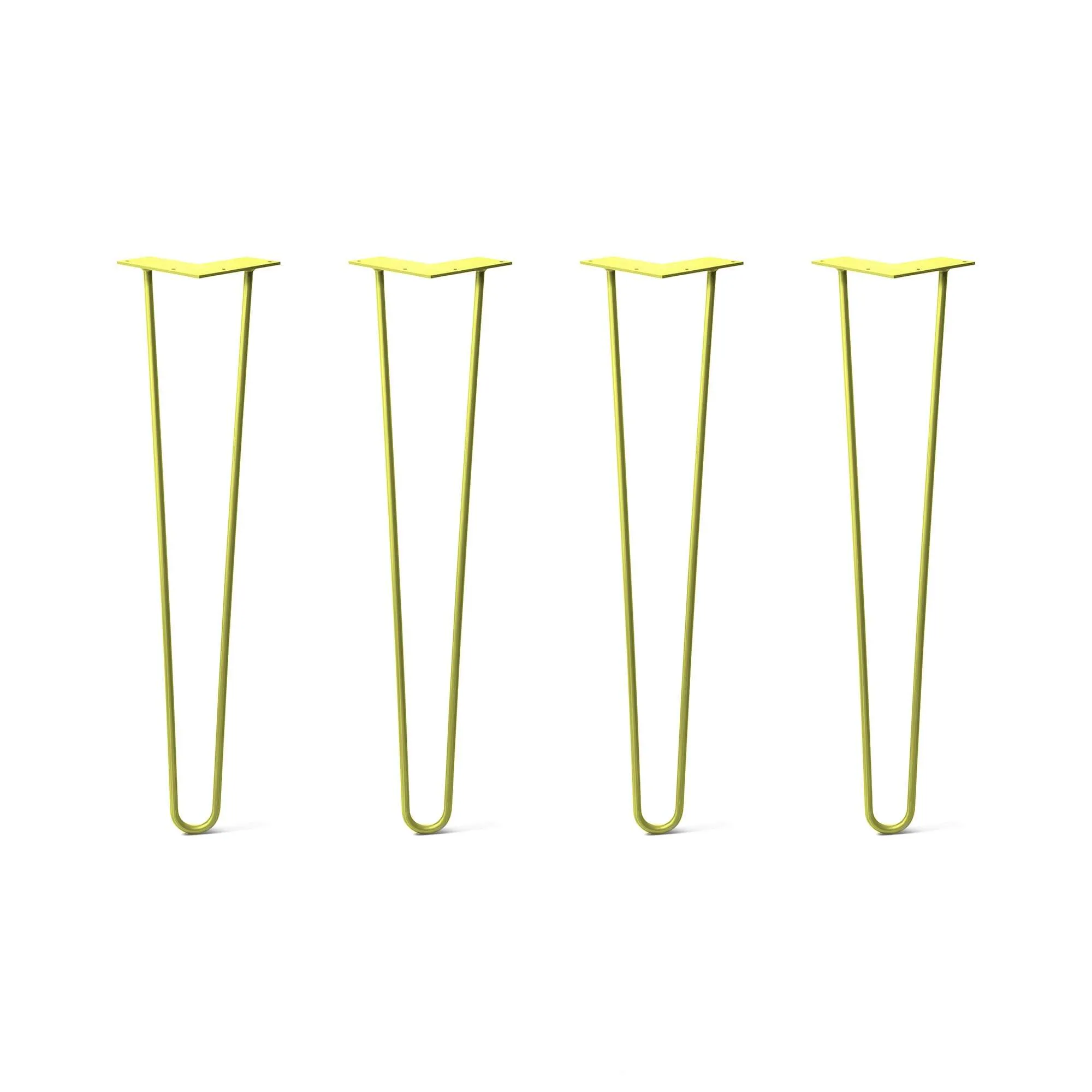 Hairpin Legs Set of 4, 2-Rod Design - Yellow Powder Coated Finish