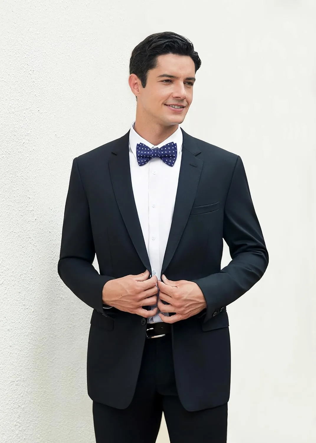 HISDERN Bow Ties for Men Polka Dot Selftie Bowtie and Pocket Square Classic Business Tuxedo Wedding Bowties Handkerchief