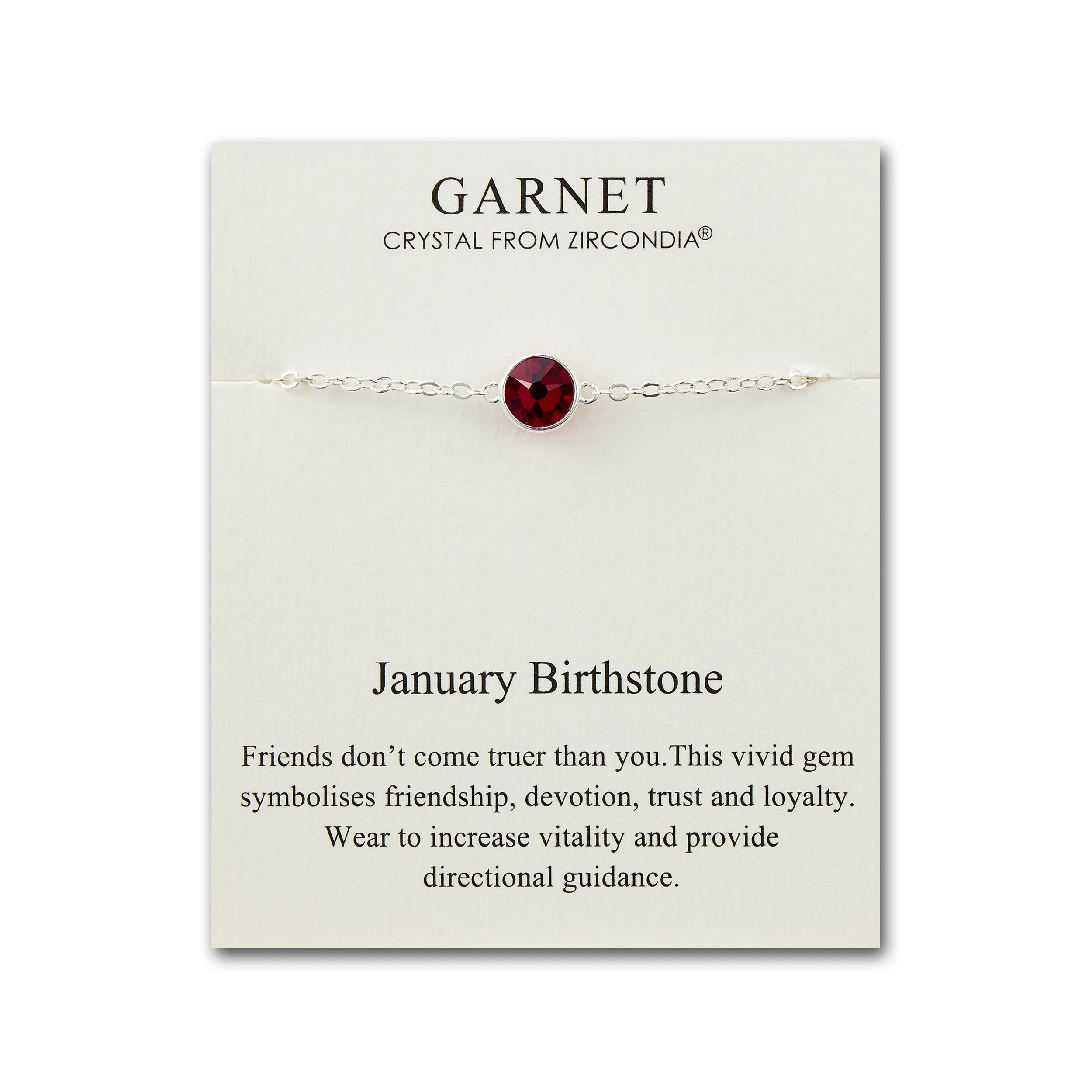 January (Garnet) Birthstone Anklet Created with Zircondia® Crystals